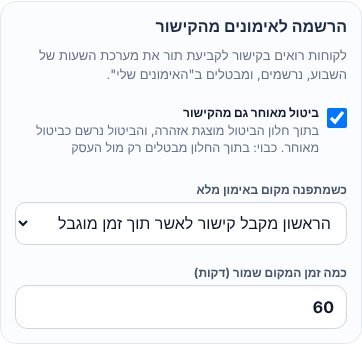 ״הרשמה לאימונים מהקישור״: ביטול מאוחר וכשמתפנה מקום